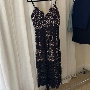 Aqua Black Lace Midi Dress